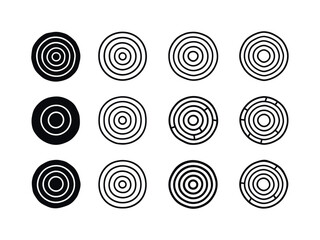 Tree Ring Logo Variations. Trunk. Icon set. Set Logo of Trunk: tree ring pattern. harmonious logo variations of the same emblematic concept, each