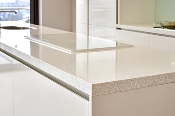 Contemporary Kitchen with Sleek White Countertop and Ample Natural Light