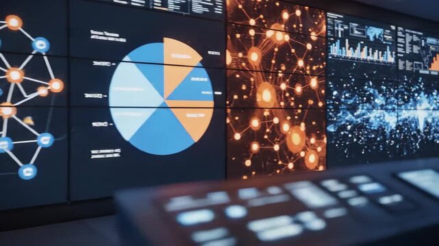 Abstract data visualization on multiple screens for business analysis