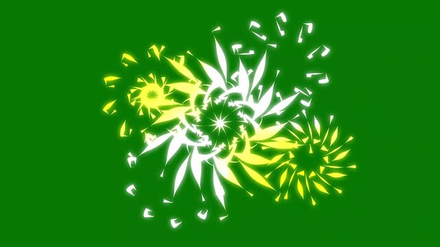 Circle burst motion graphics, sparkling firework ring explosion, shiny line blast effect, click animation overlay, green screen background, ultra hd 4k
