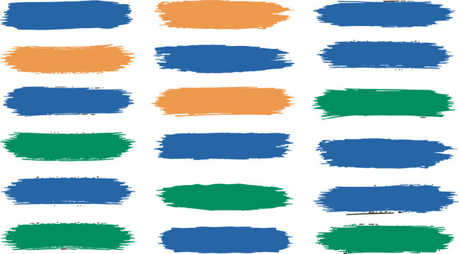 Set of colorful abstract watercolor brush strokes isolated on transparent background - Powered by Adobe