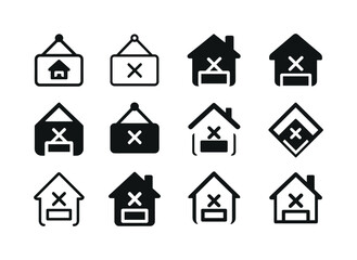 Obraz premium Out of Business Icons. Company going out of business. Icon set. Set Logo of Company going out of business: out of business sign. harmonious logo variations of