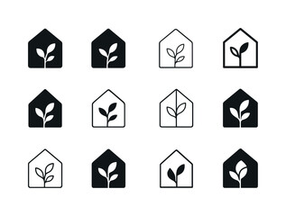 Fototapeta premium Minimalist Emblem Icons. Minimalist lifestyle and decluttering trends. Icon set. Set Logo of minimalist lifestyle and decluttering trends: minimalist home.