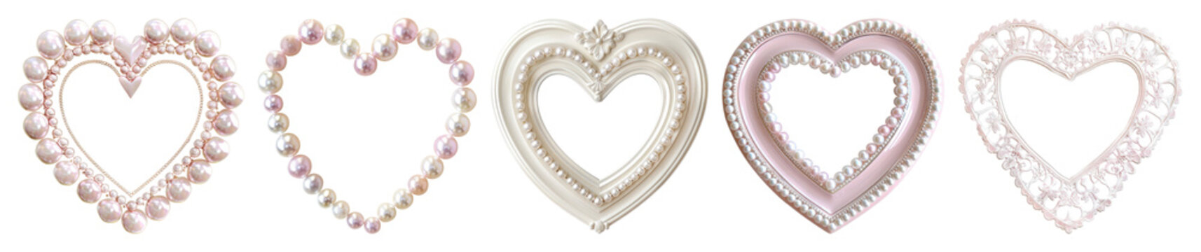 PNG Elegant heart-shaped decorative frames on transparent background