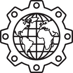 Global industry and engineering concept with earth inside a mechanical gear illustration