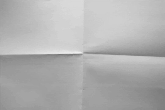 White folded paper texture background with cross crease lines, vector illustration. Clean wrinkled blank sheet with fold marks, perfect for document or poster mockup design.
