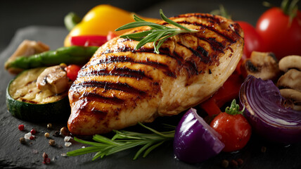 Grilled chicken breat with vegetables