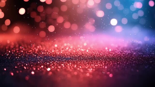 Colorful lights shine and reflect on a surface during a celebration at night with bright patterns and sparkling effects