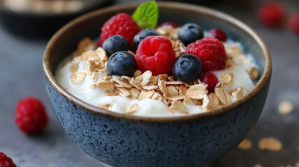 Muesli with yogurt and fresh berries