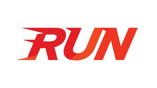 bold red run text with dynamic streaks a striking visual silhouette