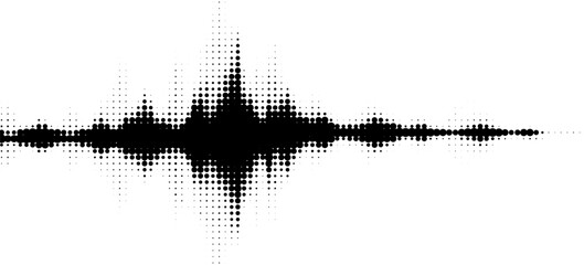 Vector retro grunge sound wave pattern. Audio equalizer halftone design with pulse effect
