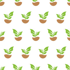 Seamless pattern with plant sprout. Garden background vector