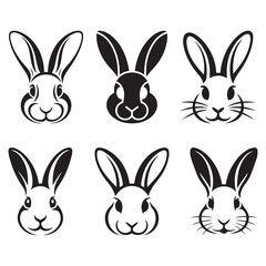 Minimal rabbit face silhouette vector illustration for modern design