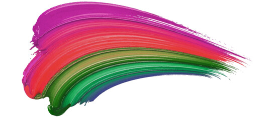 Obraz premium Vibrant Rainbow Paint Streak Over White Background for Art and Design creativity and imagination. 