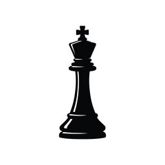 Fototapeta premium Black and white chess king icon minimalist vector illustration isolated on white background strategy symbol