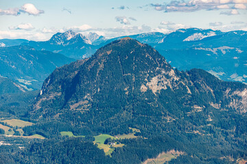 Alpine summer view with the Black Mountain seen from Rossfeld Panorama Road, Berchtesgaden, Bavaria, Germany