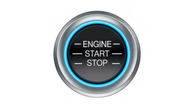 Car engine start stop button car button car interior isolated on a transparent background - Powered by Adobe