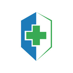 Obraz premium Medical Shield Logo Design - Professional Healthcare Protection & Pharmacy Cross Icon