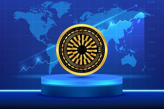 mantle network-mnt cryptocurrency logo illustrations on digital background. 3D drawings.