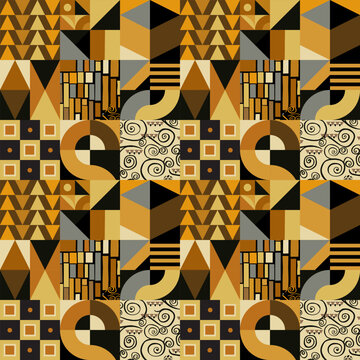seamless pattern style of klimt and bauhaus