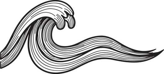 Fototapeta premium Stylized black and white wave illustration with bold lines