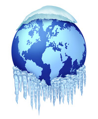 Global Extreme Cold Weather or Polar Vortex meteorology as a large area of low pressure and Northern Hemisphere as cold air wave in the arctic pole as a part of the planet climate change during the wi