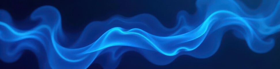 Fototapeta premium Intense blue neon streaks, thick smoke, deep black backdrop, haze, vibrant