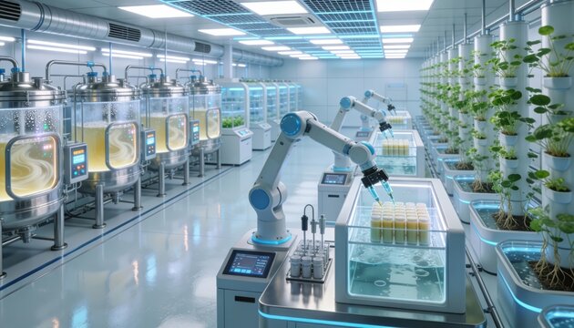 Advanced Laboratory with Robotic Arm and Bioreactors for Research