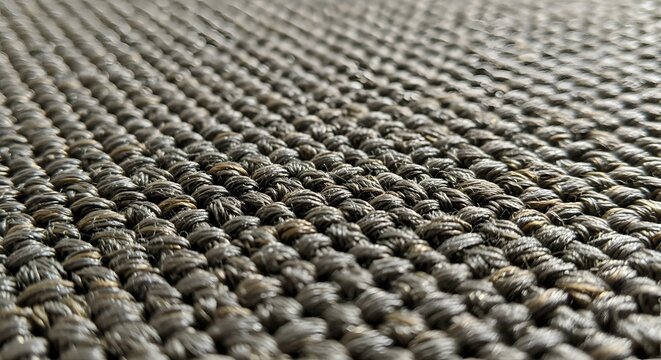 Stunning Macro Texture of Dark Woven Natural Fiber Rug | Detailed Sisal Jute Braided Pattern Background & Wallpaper.