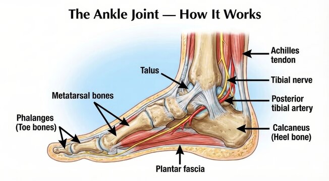Foot Structure And Biomechanics, Comprehensive Diagram Of Foot Bones And Soft Tissue Connections