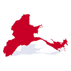 Red convex map of Thailand with shadow