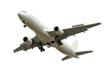 Obraz premium Large passenger jet in flight isolated on transparent background