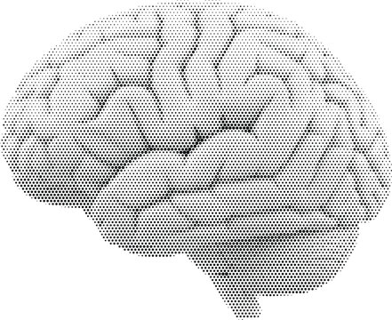 Halftone human brain illustration for science medicine and intelligence designs