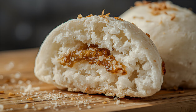 Traditional Bengali Bhapa Pitha Macro with Coconut Filling