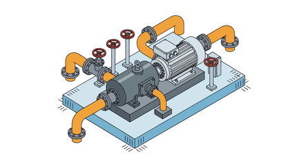 Industrial Pump System with Pipes and Valves.