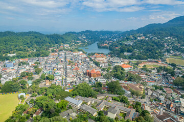 Obraz premium Aerial photograph of the city of Kandy in Sri Lanka