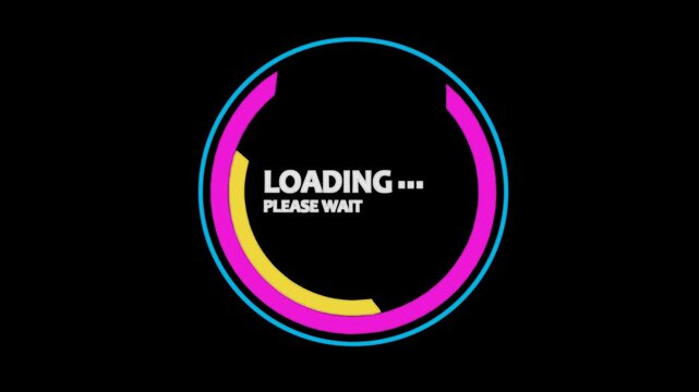 Neon circular loading animation with glowing lines ,vector illustration of an abstract background