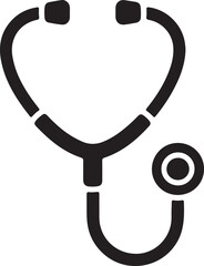 Stethoscope Icon Medical Diagnostic Tool Minimal Black and White Illustration