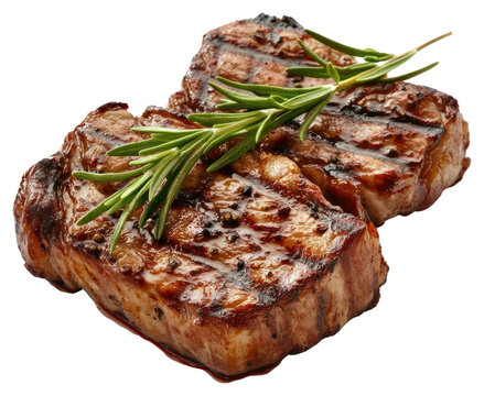 PNG Grilled steak with rosemary garnish