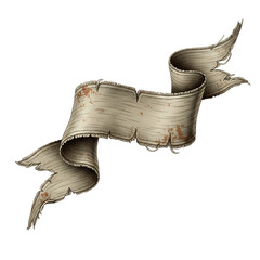 Torn parchment scroll isolated on transparent background