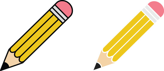 Two yellow pencils with pink erasers and black tips