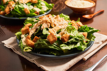 Traditional Caesar Salad with Creamy Dressing and Parmesan Shavings
