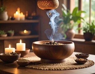 Aromatherapy Session with Incense and Candles.