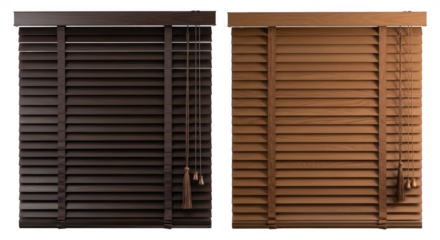 Pair of wooden blinds isolated on transparent background
