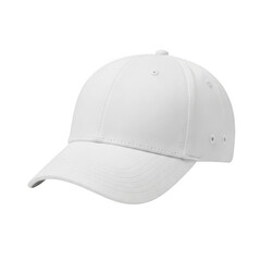Fototapeta premium White baseball cap mockup, blank cotton sports hat isolated on white background, plain adjustable headwear for branding and apparel design