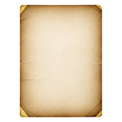 Vintage parchment paper with a worn edge isolated on transparent background