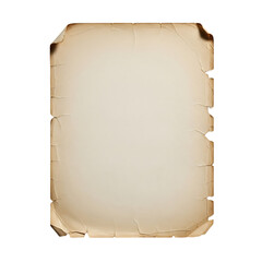 Vintage torn and worn paper page isolated on transparent background