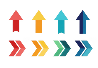 Set of colorful arrows isolated on transparent background