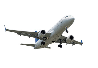 Obraz premium Airplane in flight isolated on transparent background