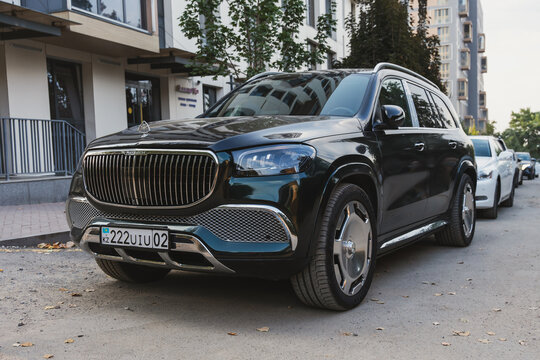 Almaty, Kazakhstan - July 30, 2025: A black Mercedes-Maybach GLS 600 parked in a parking lot